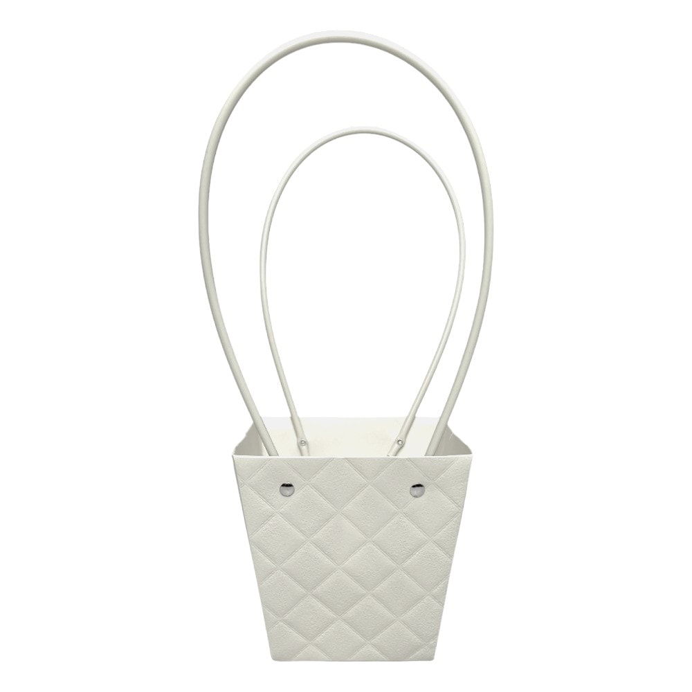 Sacoșe trapez model romburi cu mâner - alb (set 10 buc) - CraftUp