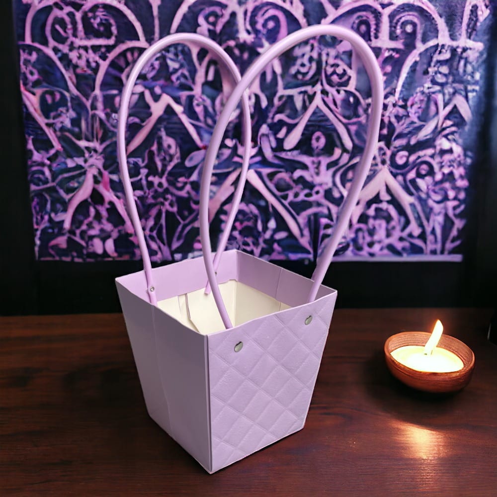 Sacoșe trapez model romburi cu mâner - mov (set 10 buc) - CraftUp