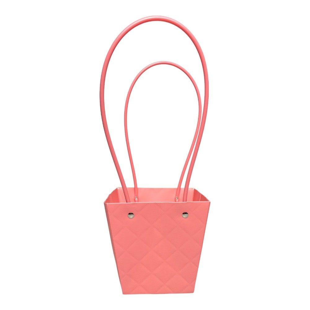 Sacoșe trapez model romburi cu mâner - roz (set 10 buc) - CraftUp