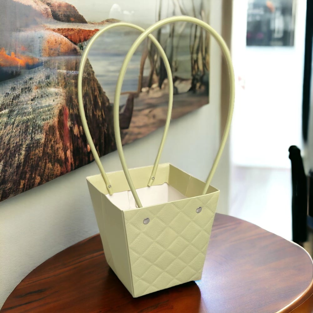 Sacoșe trapez model romburi cu mâner - verde (set 10 buc) - CraftUp