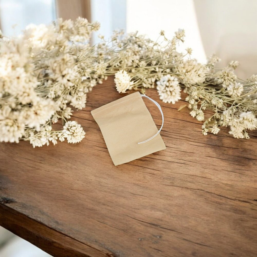 Săculeț hârtie mic cu sfoară - beige 6x8cm (set 100 buc) - CraftUp