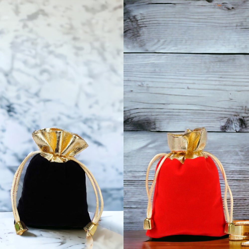 Săculeți catifea dreptunghiulari cu margine aurie (set 50 buc) - CraftUp