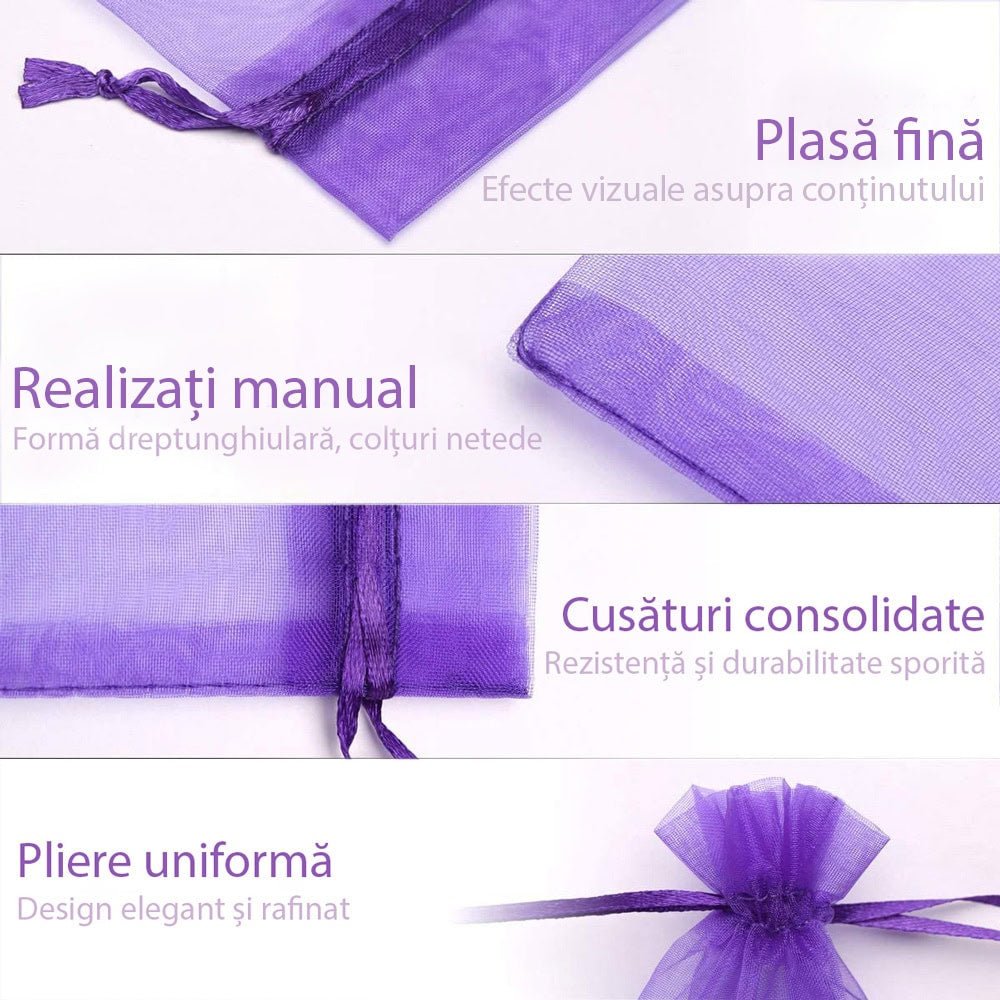 Săculeți organza cu șnur satin 7x9cm (set 100 buc) - CraftUp