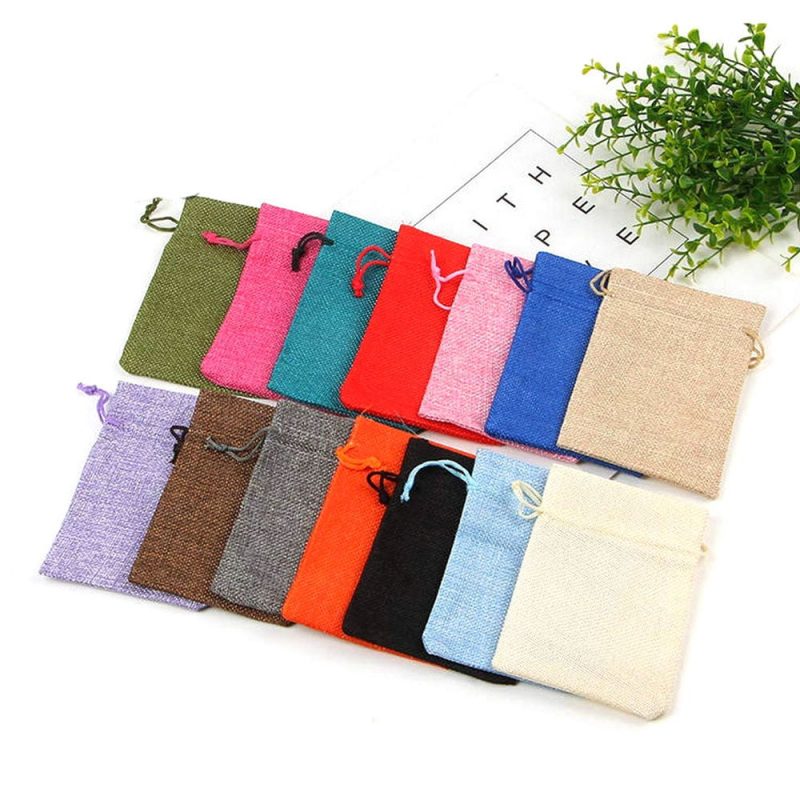 Săculeți țesătură sac cu sfoară 12x17cm (set 50 buc) - CraftUp