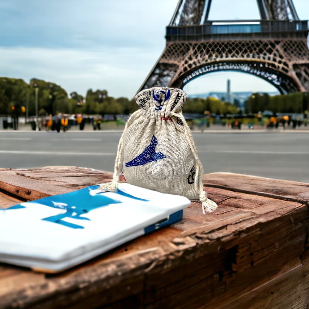 Săculeți textil dreptunghiulari model Paris - alb (set 50 buc) 9x12cm - CraftUp