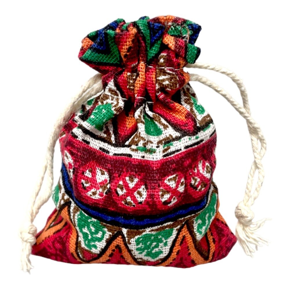 Săculeți textil dreptunghiulari model tradițional - vișiniu (set 50 buc) 9x12cm - CraftUp