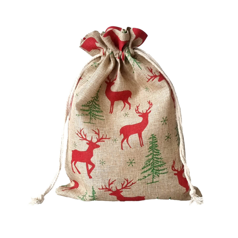 Săculeți textili renii Crăciunului 20x30cm - beige - CraftUp