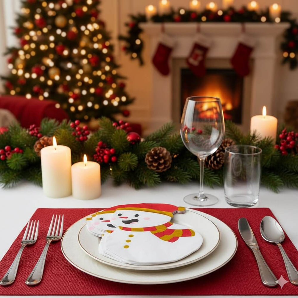 Șervețele de Crăciun în formă de om de zăpadă (set 20 buc) - CraftUp