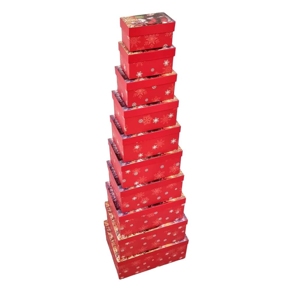 Set 10 cutii dreptunghiulare Crăciun - model portretul Moșului - CraftUp