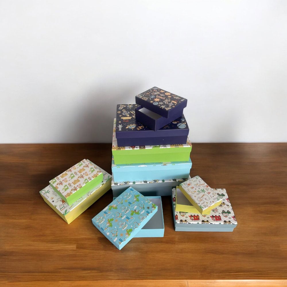 Set 10 cutii dreptunghiulare diferite - model 2 copii - CraftUp