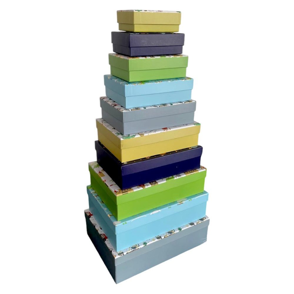 Set 10 cutii dreptunghiulare diferite - model 2 copii - CraftUp