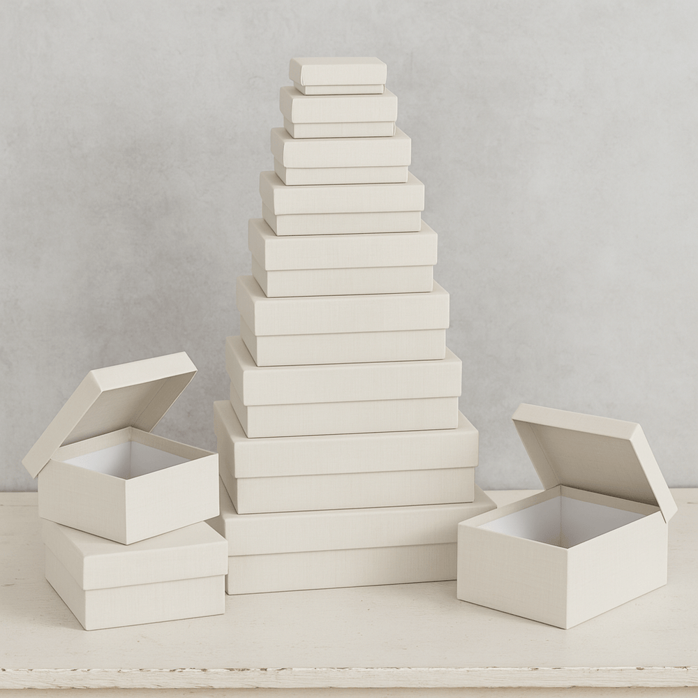 Set 10 cutii dreptunghiulare uni - alb - CraftUp