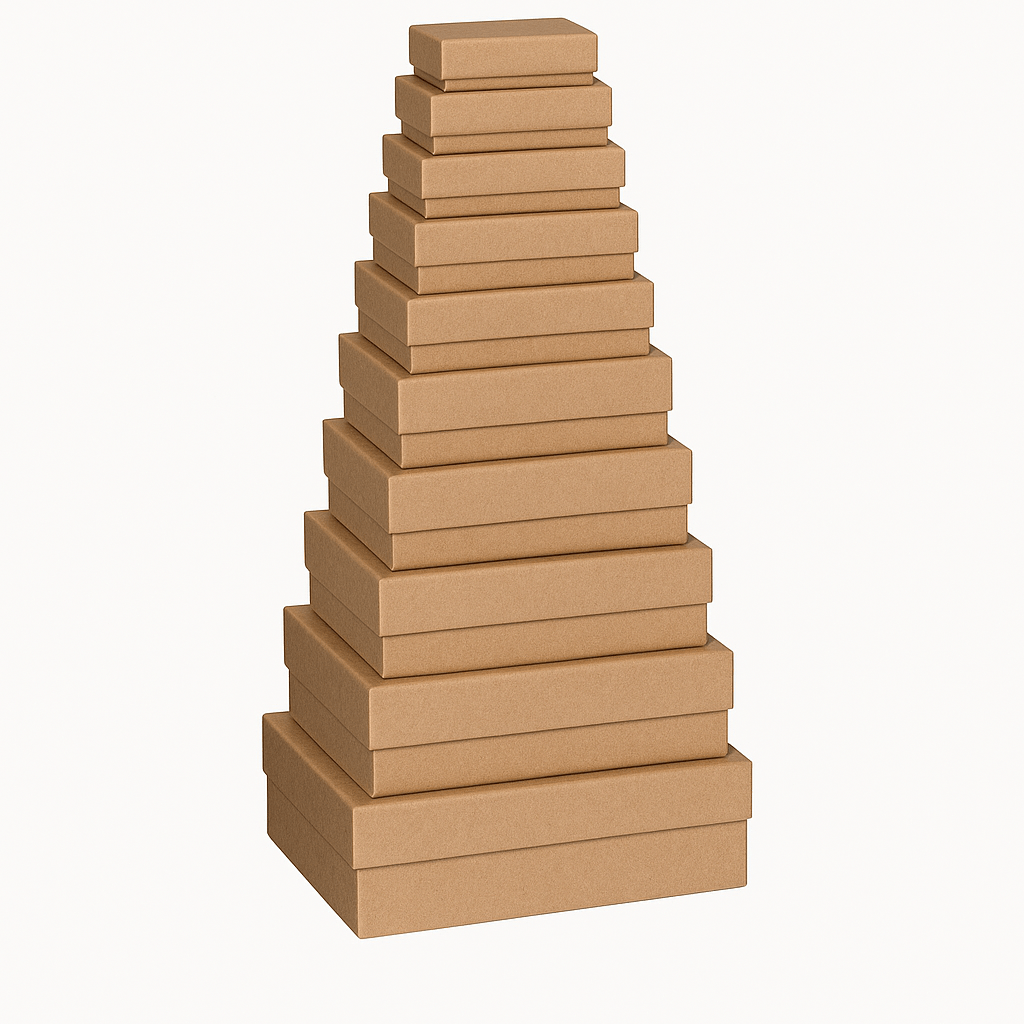 Set 10 cutii dreptunghiulare uni - kraft - CraftUp