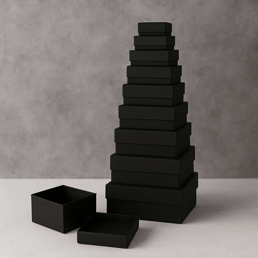 Set 10 cutii dreptunghiulare uni - negru - CraftUp