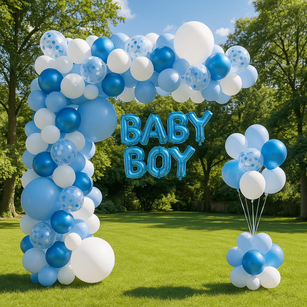 Set 100 baloane stil arcadă cu text Boy - model 4 bleu - CraftUp