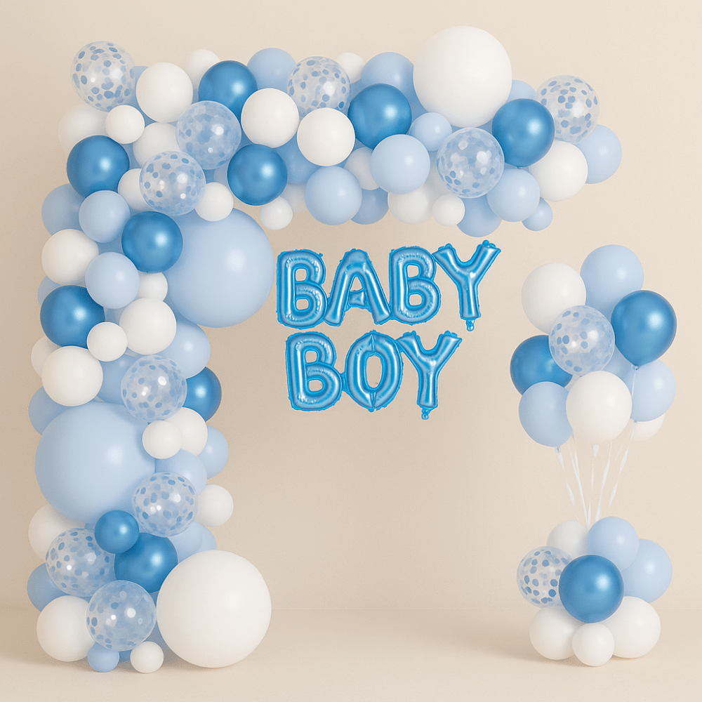 Set 100 baloane stil arcadă cu text Boy - model 4 bleu - CraftUp