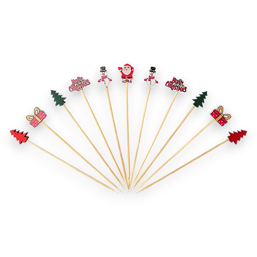 Set 100 bețișoare Crăciun din lemn cu om de zăpadă și brad - CraftUp