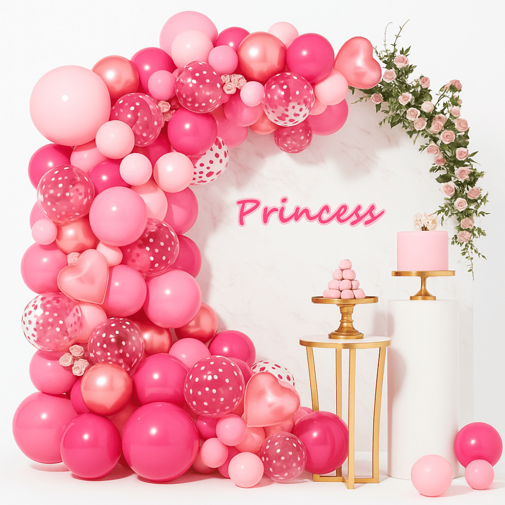 Set 158 baloane stil arcada Princess - roz - CraftUp