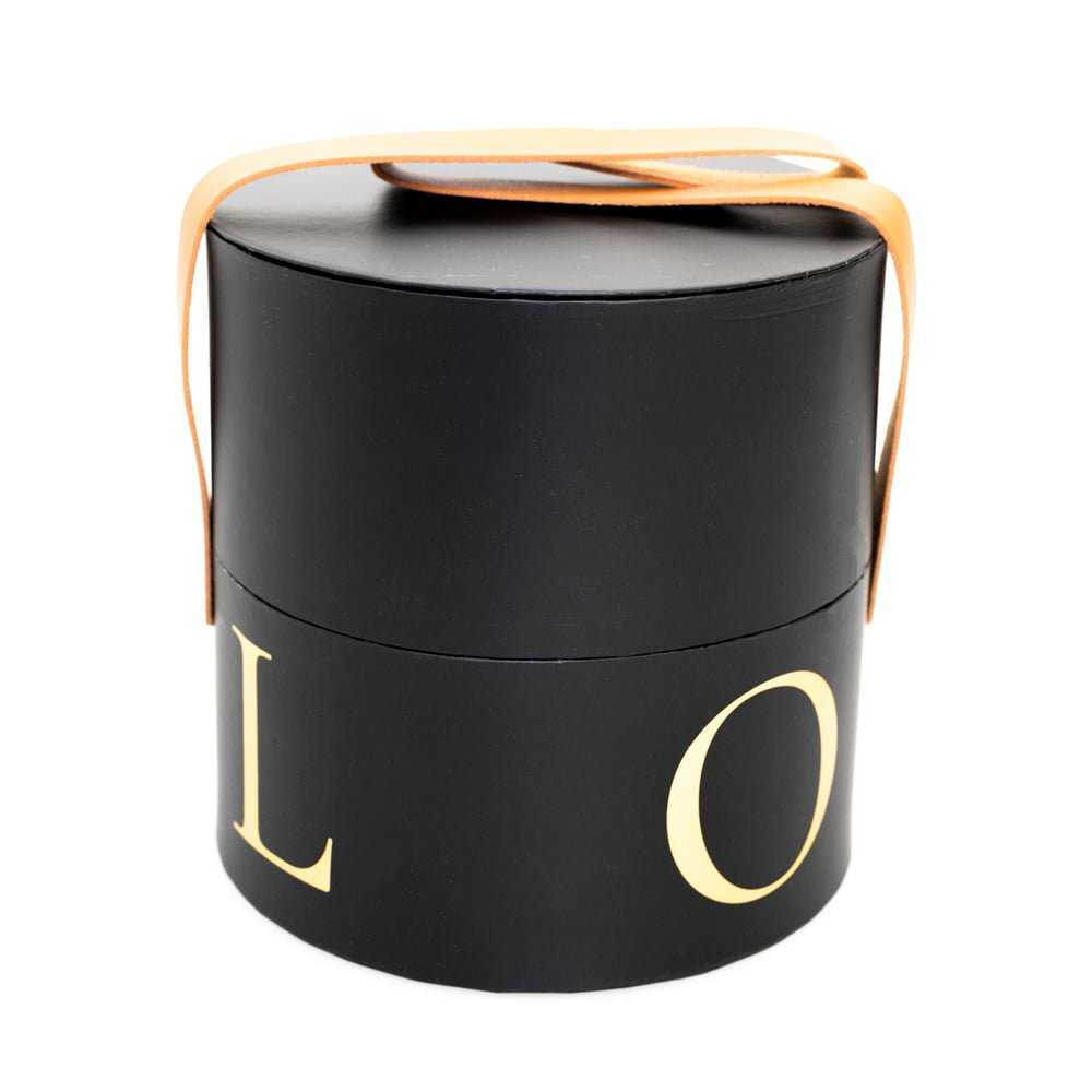 Set 2 cutii cilindrice cu mâner model Love - negru - CraftUp