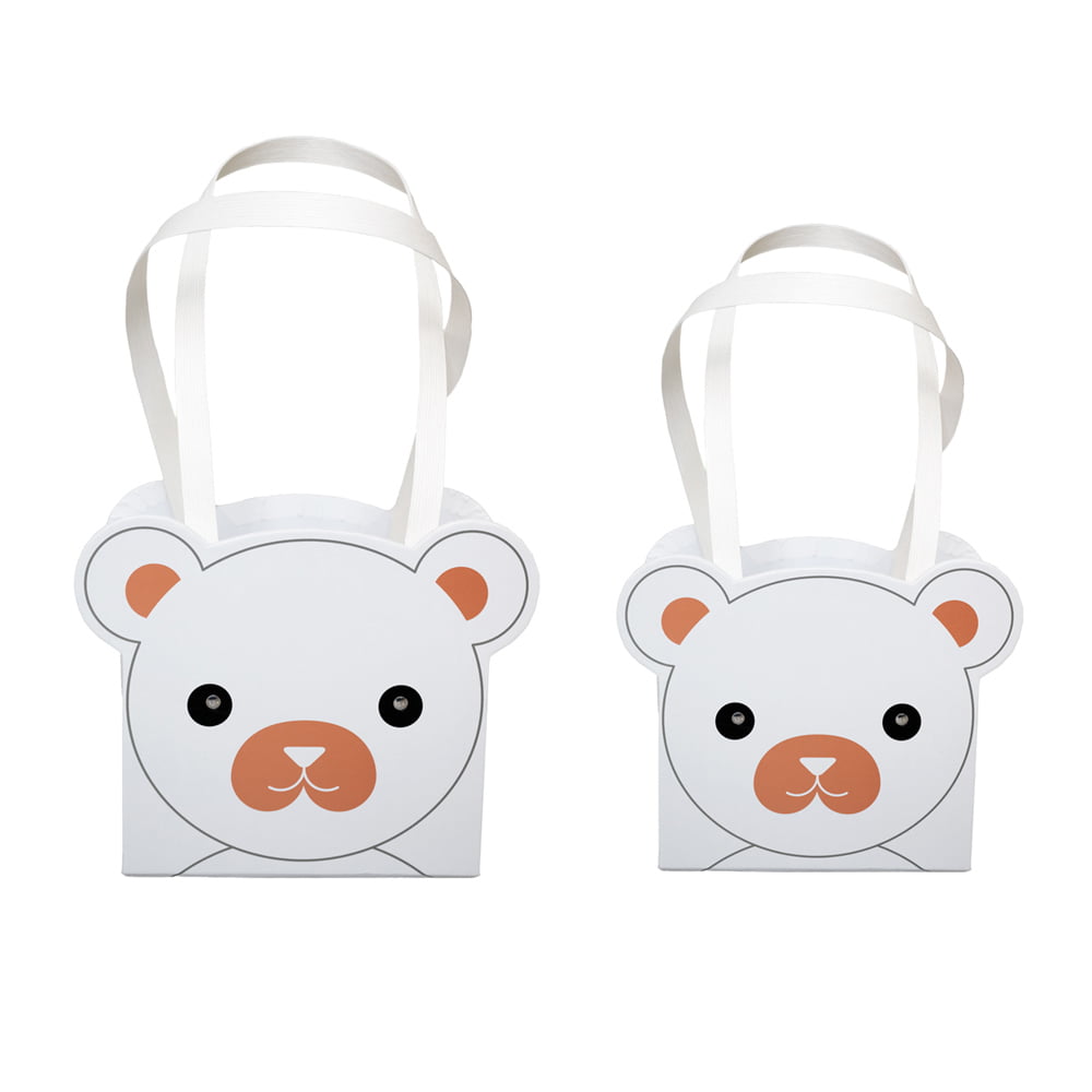 Set 2 cutii cu mâner model ursuleți - alb - CraftUp