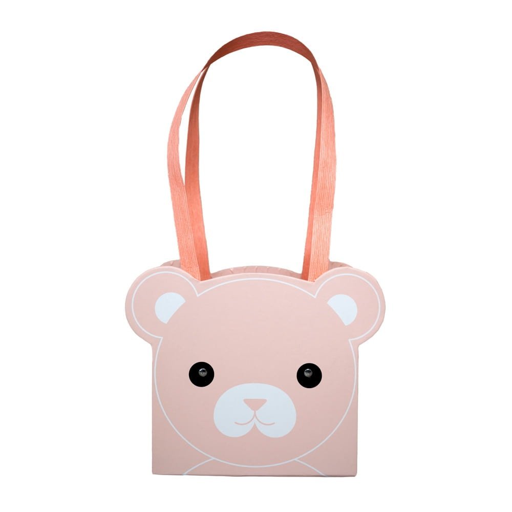 Set 2 cutii cu mâner model ursuleți - roz - CraftUp