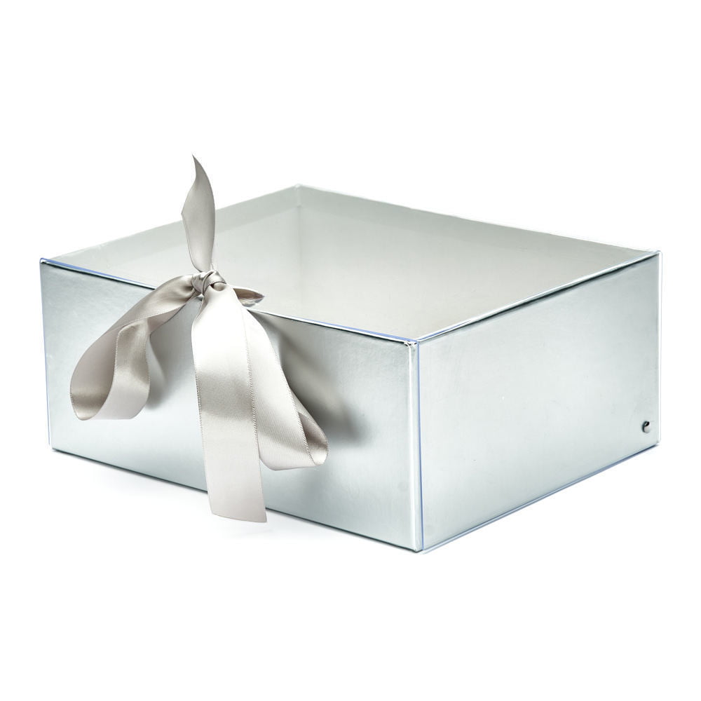 Set 2 cutii dreptunghiulare cu fereastră transparentă și panglică - argintiu - CraftUp