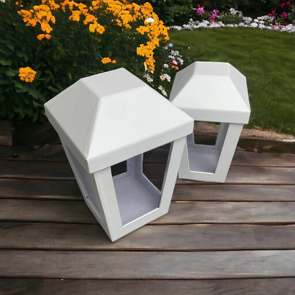 Set 2 cutii în formă de felinar cu capac - alb - CraftUp