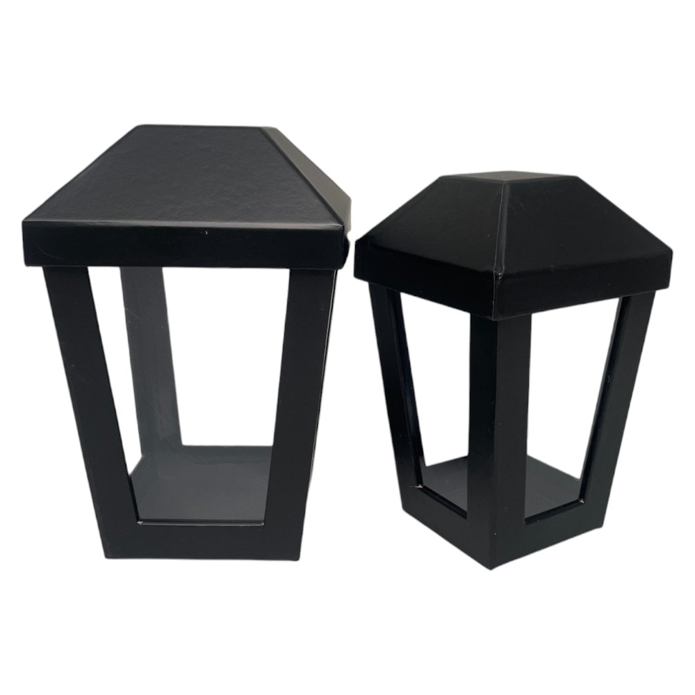 Set 2 cutii în formă de felinar cu capac - negru - CraftUp