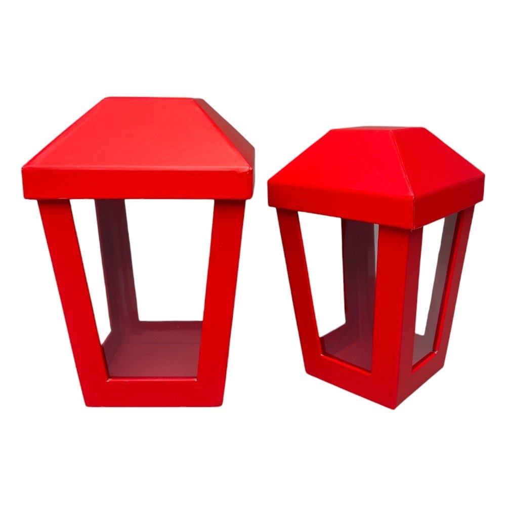 Set 2 cutii în formă de felinar cu capac - roșu - CraftUp