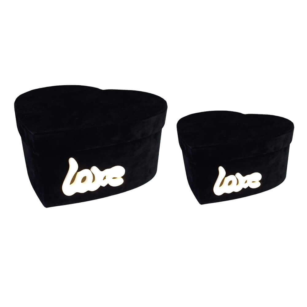 Set 2 cutii inimă model Love luminat - negru - CraftUp