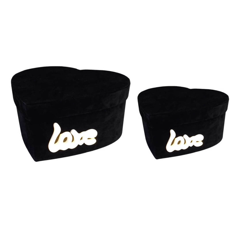 Set 2 cutii inimă model Love luminat - negru - CraftUp