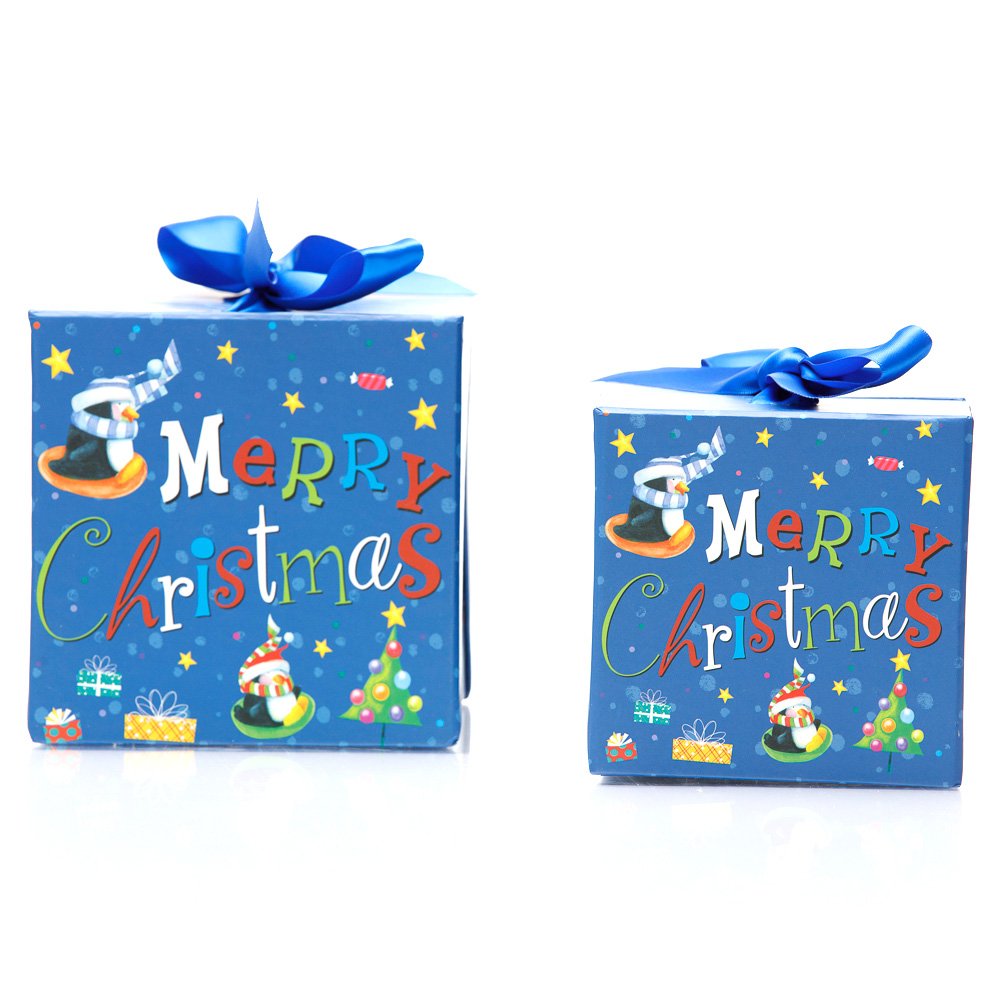 Set 2 cutii pătrate de Crăciun – model cadouri colorate - CraftUp
