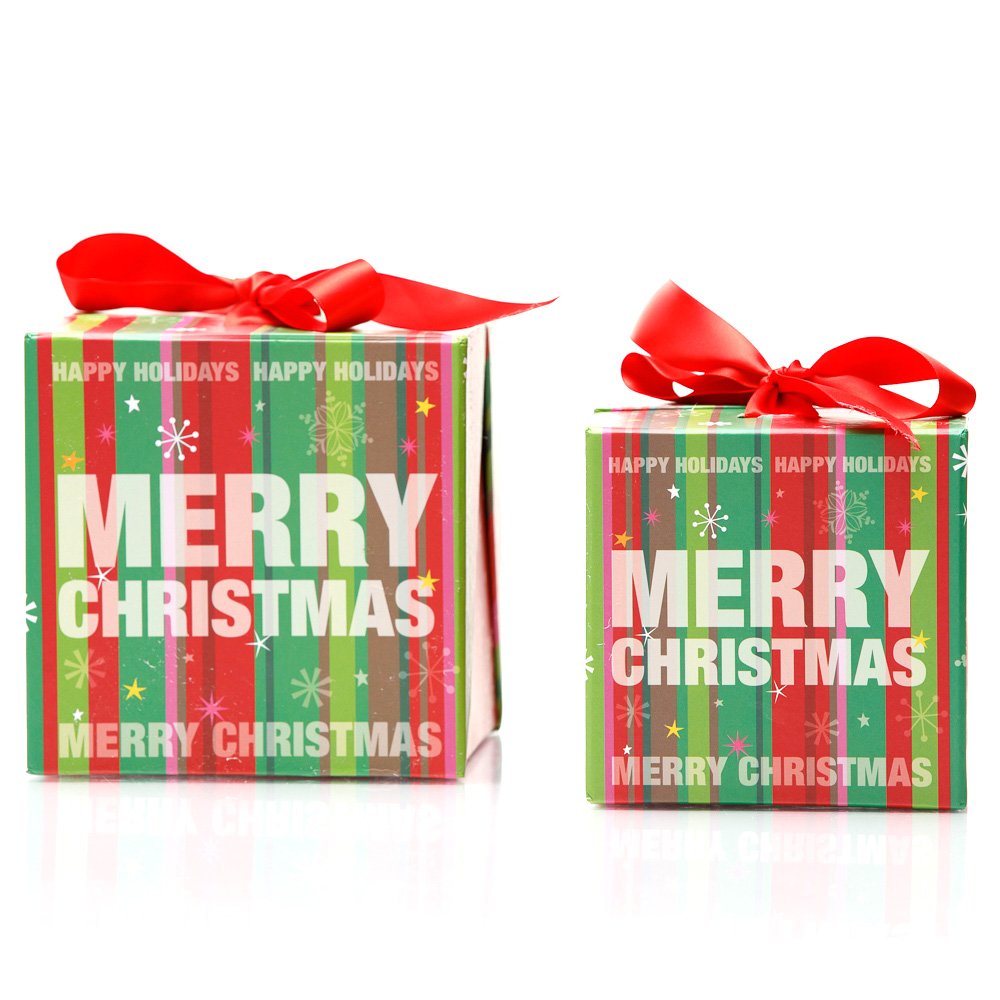 Set 2 cutii pătrate de Crăciun – model fulgi de nea - CraftUp