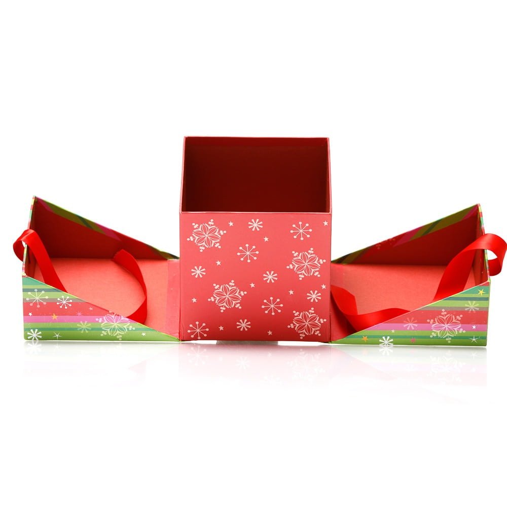 Set 2 cutii pătrate de Crăciun – model fulgi de nea - CraftUp