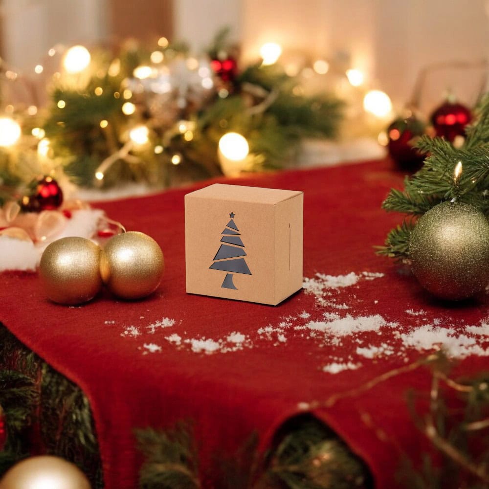 Set 24 cutii de Crăciun cu 6 modele de ferestre diferite - kraft - CraftUp