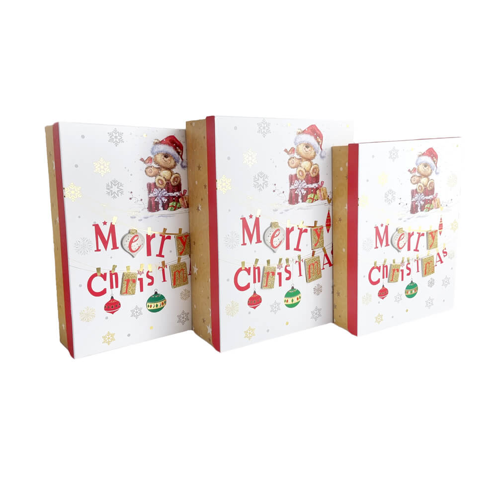 Set 3 cutii dreptunghiulare 3D foarte mari Crăciun - model globuri - CraftUp
