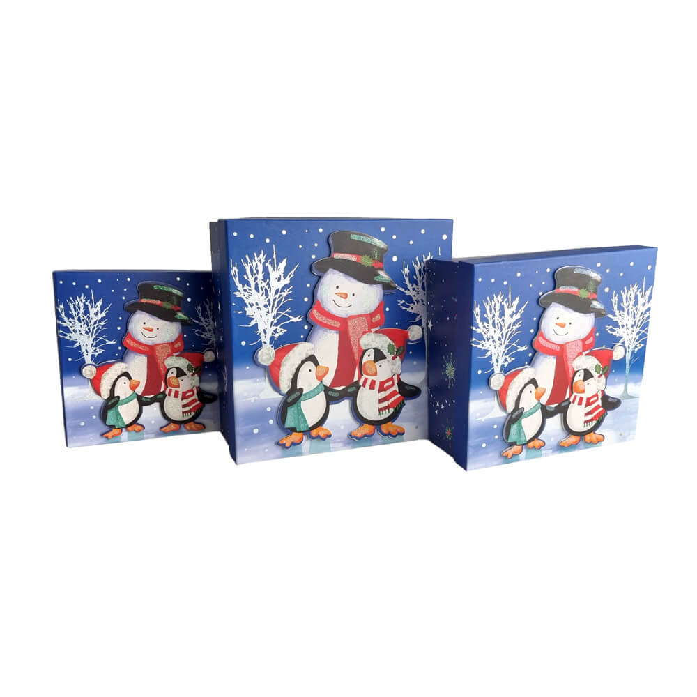 Set 3 cutii dreptunghiulare 3D mari Crăciun - model cei trei prieteni - CraftUp