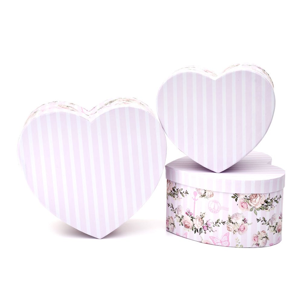 Set 3 cutii inimă aspect lemnos – roz - CraftUp