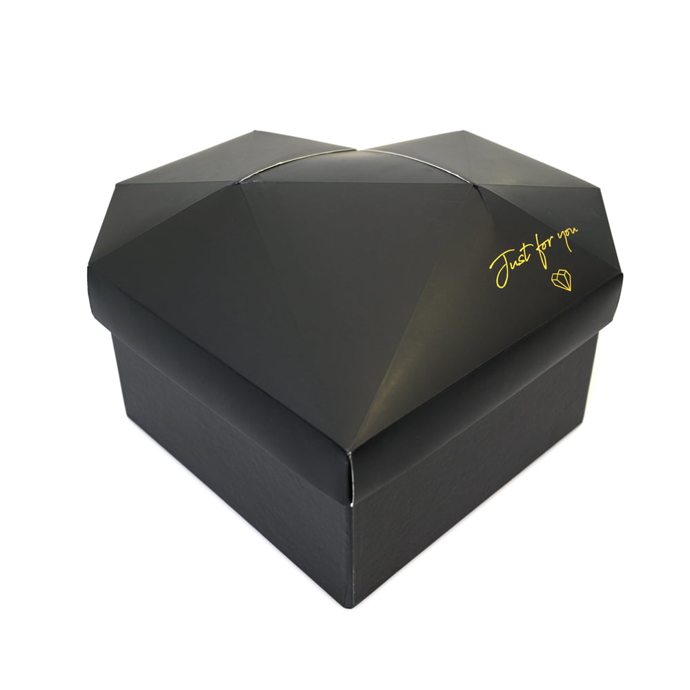 Set 3 cutii inimă cu fațete Just For You - negru - CraftUp