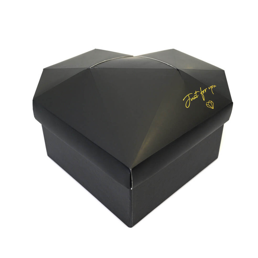 Set 3 cutii inimă cu fațete Just For You - negru - CraftUp
