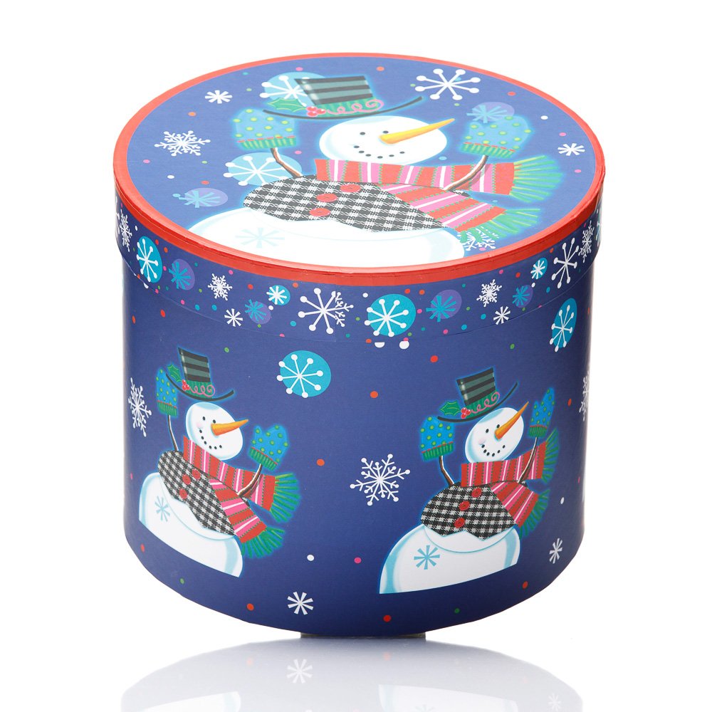 Set 3 cutii rotunde Crăciun - model om de zăpadă - CraftUp