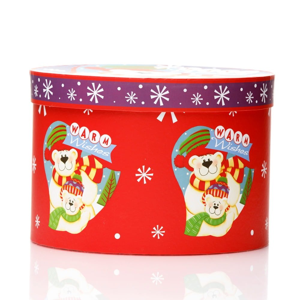 Set 3 cutii rotunde Crăciun - model urși polari - CraftUp