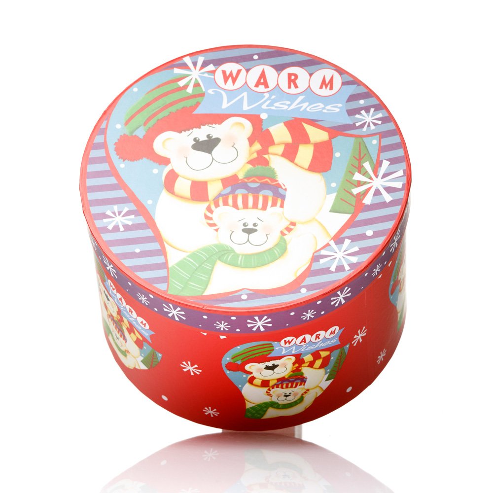 Set 3 cutii rotunde Crăciun - model urși polari - CraftUp