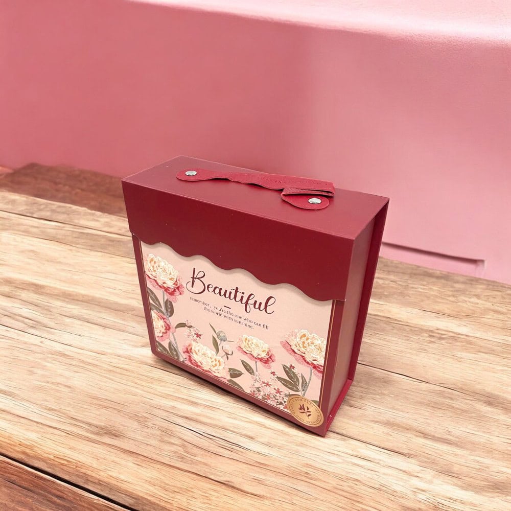 Set 3 cutii stil gentuță pentru cadouri cu mâner - model 1 roșu - CraftUp