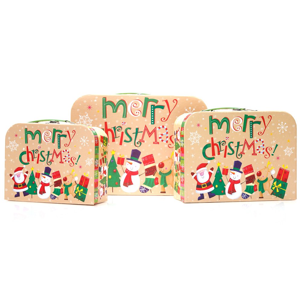 Set 3 cutii tip geantă Crăciun - familia Moșului - CraftUp