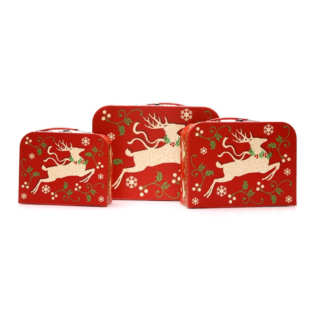 Set 3 cutii tip geantă Crăciun - model reni - CraftUp