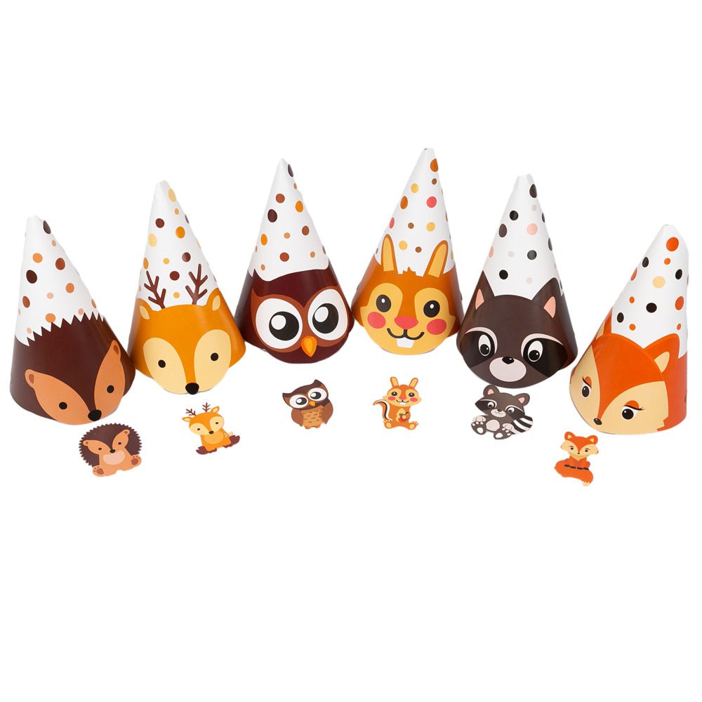 Set 6 Coifuri Aniversare Copii - Tematică Animale din Pădure - CraftUp