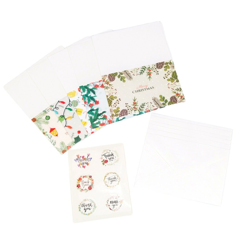 Set 6 felicitari de Crăciun cu plic și stickere aleatorii - model 4 - CraftUp