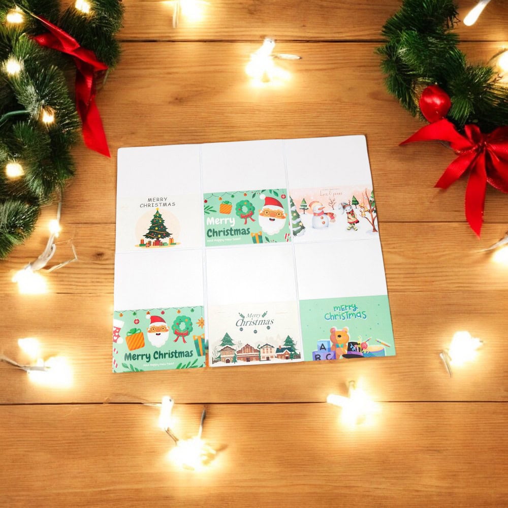 Set 6 felicitari de Crăciun cu plic și stickere aleatorii - model 6 - CraftUp