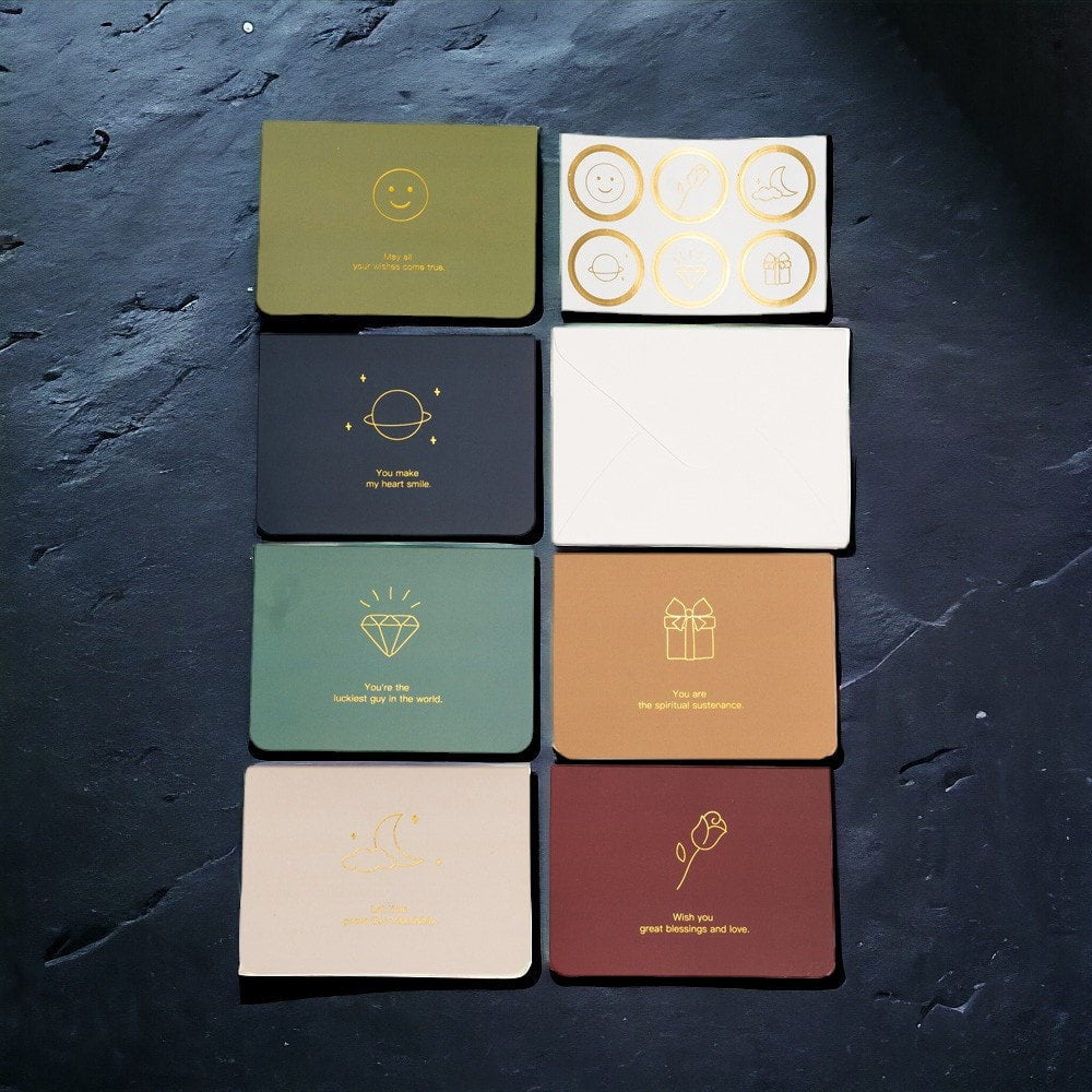 Set 6 felicitări diferite model floral cu text și sticker - multicolor - CraftUp